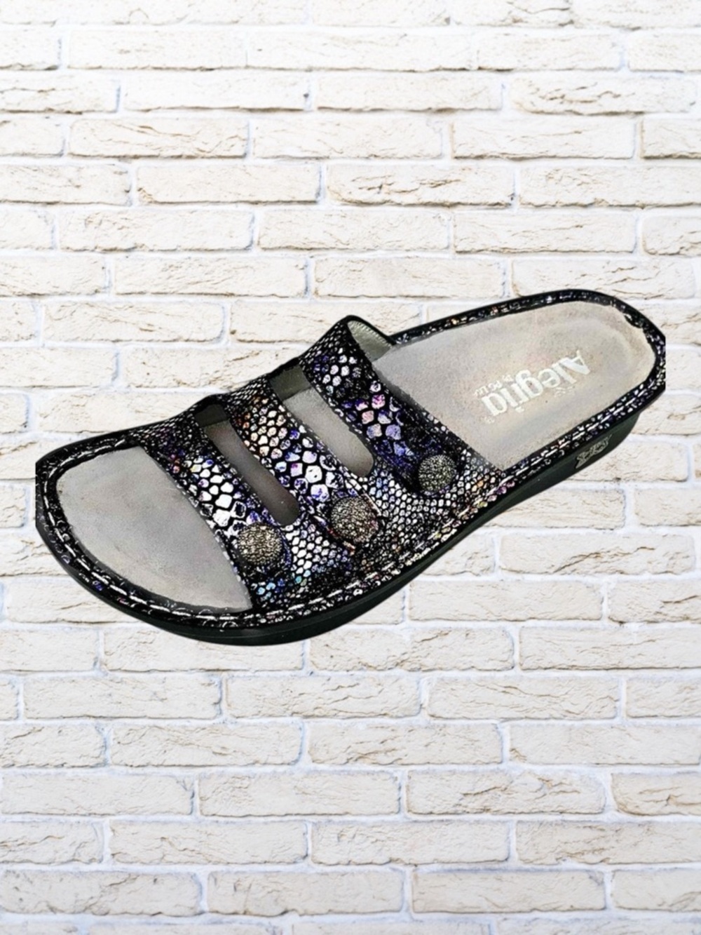 Alegria Sandals  Black Rainbow Snakeskin Leather Fiona Comfort US 8-8.5 EU 38